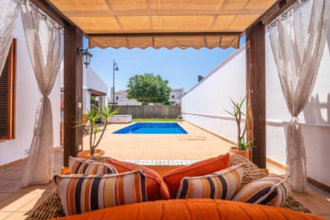 Patio, Seating area, Pool view, Swimming pool, sunbed