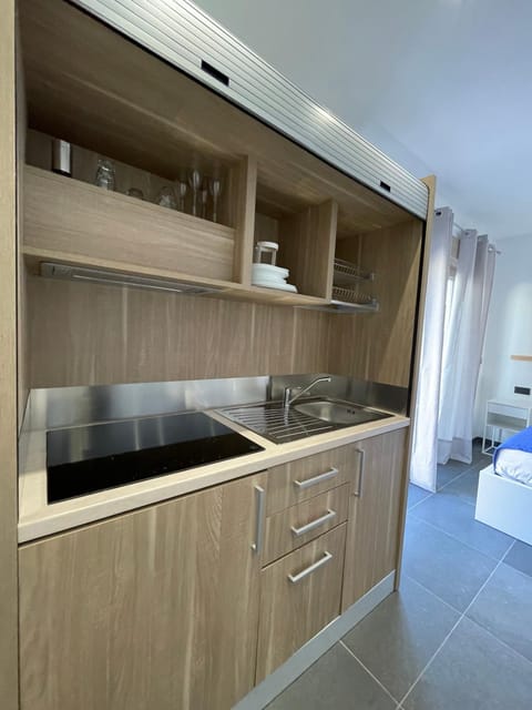 Kitchen or kitchenette, minibar, stove