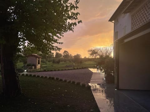 Property building, Garden, Garden view, Sunset