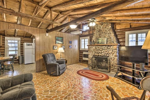 Lakefront 1930s Log Cabin with Dock and Fire Pit! House in Rice Lake