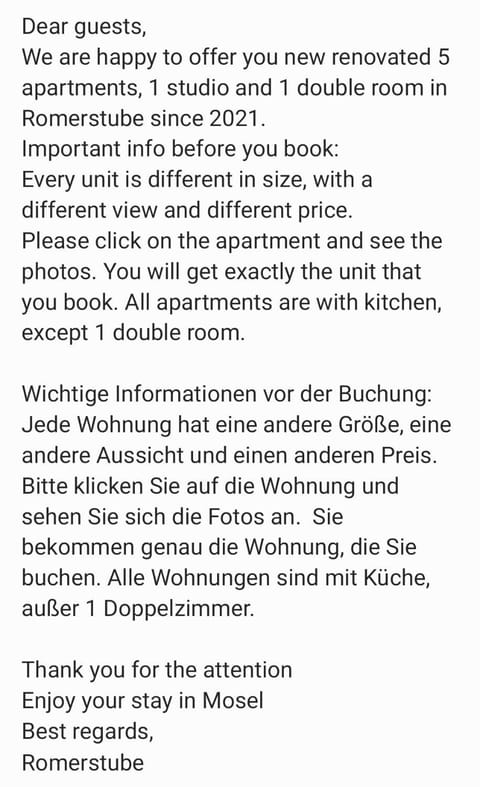 Römerstube Apartments & rooms Aparthotel in Ediger-Eller