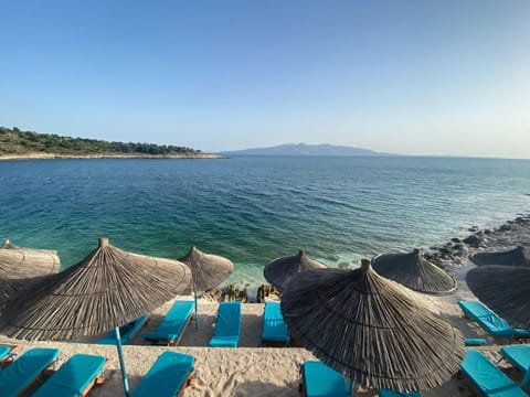 Beach, Beach, Sea view, sunbed