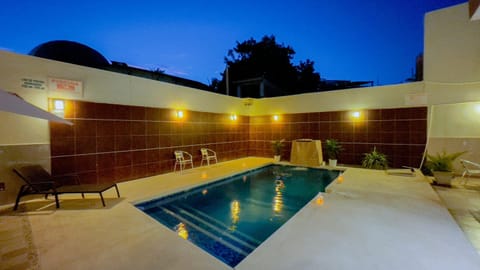 Night, Pool view, Swimming pool