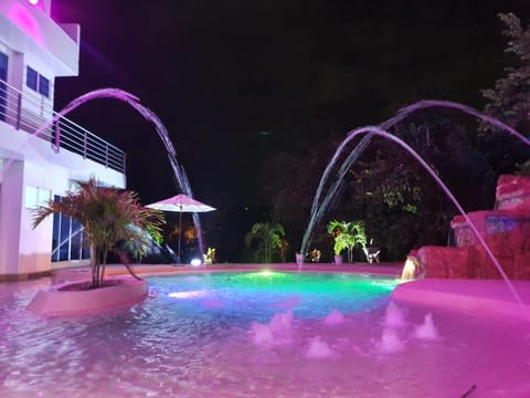 Night, Pool view, Swimming pool