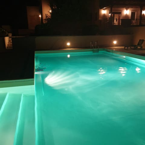 Night, Pool view, Swimming pool