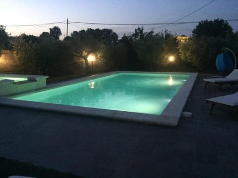 Night, Natural landscape, Pool view, Swimming pool, sunbed