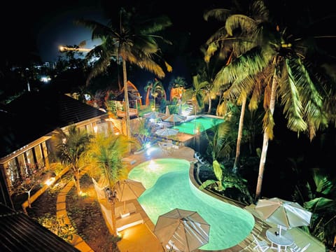 Night, Natural landscape, Garden view, Pool view, Swimming pool, sunbed