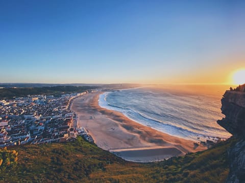 Beach, City view, Sunset