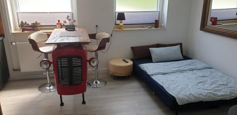 Bed, Living room, Dining area