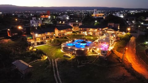 Property building, Night, Neighbourhood, Bird's eye view, Mountain view, Pool view, Swimming pool