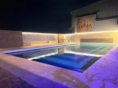 Night, Pool view, Swimming pool