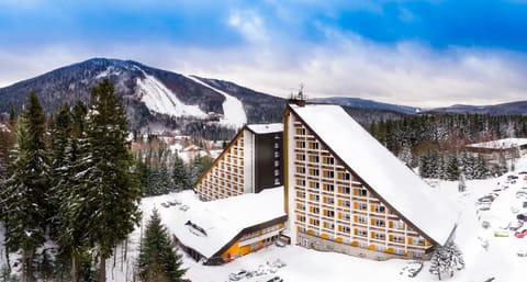 Property building, Nearby landmark, Natural landscape, Winter, Mountain view