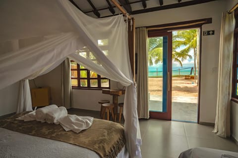 Bed, Photo of the whole room, Beach, Bedroom, Sea view, towels