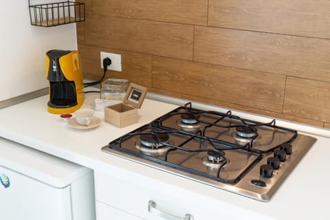 Kitchen or kitchenette, stove