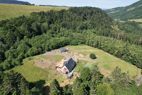 Property building, Natural landscape, Bird's eye view, Mountain view