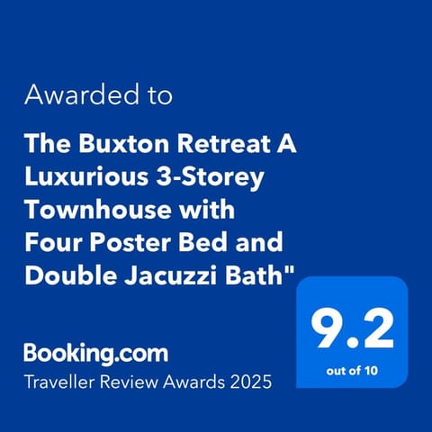 The Buxton Retreat A Luxurious 3-Storey Townhouse with Four Poster Bed and Double Jacuzzi Bath" House in High Peak District