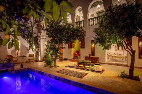 Patio, Night, Garden, Pool view, Swimming pool