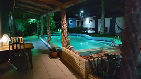 Night, Pool view, Swimming pool