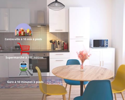 Dining area, oven, stove, toaster