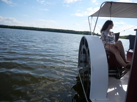 Lütt Hütt Docked boat in Rechlin