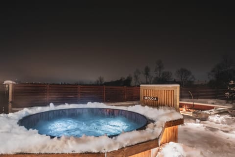 Night, Winter, Hot Tub, Pool view, flat iron