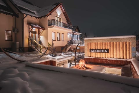 Property building, Night, Winter, Hot Tub, flat iron