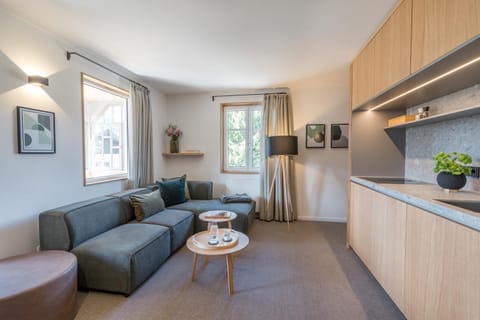 Kitchen or kitchenette, Living room, Seating area