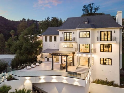 Property building, Patio, Night, Natural landscape, Bird's eye view, View (from property/room), Dining area