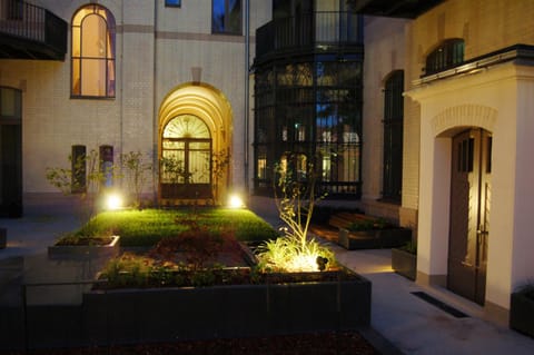 Property building, Patio, Facade/entrance, Night, Garden, Garden view