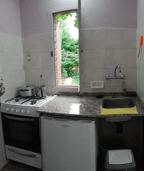 Kitchen or kitchenette, stove