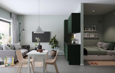 Kitchen or kitchenette, Living room, Photo of the whole room, Dining area