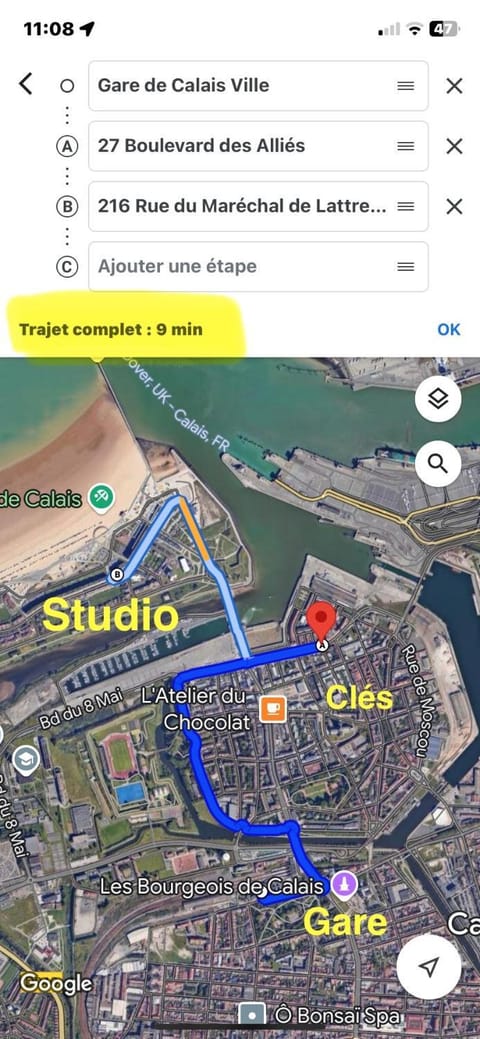 Studio vue sur mer classé 3 étoiles, Calais Apartment in Calais