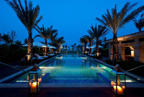 Night, Pool view, Swimming pool