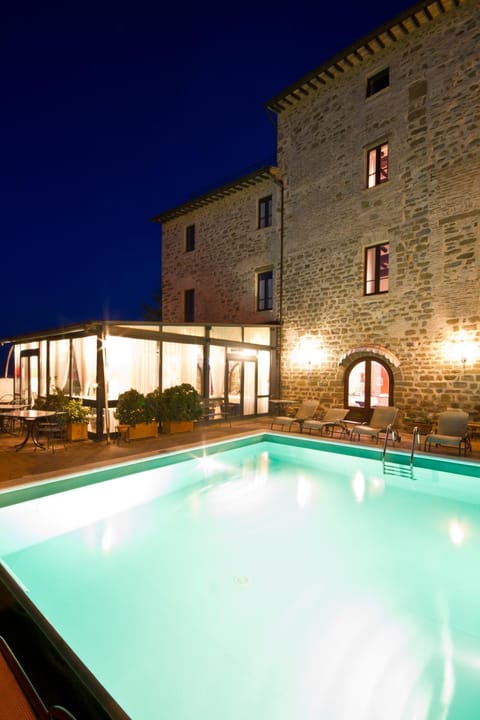 Property building, Night, Swimming pool, Swimming pool