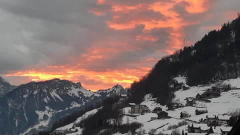 Natural landscape, Winter, Mountain view, Sunset