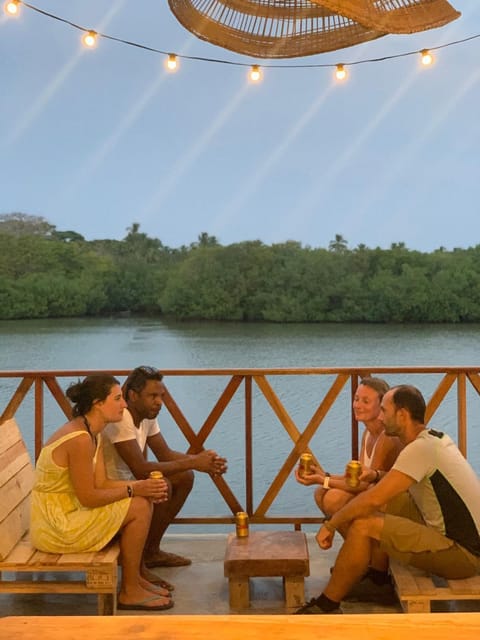 Lake view, group of guests