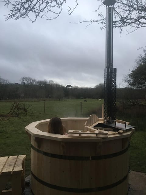 Sky View Shepherd's Huts with Woodburning Hot Tub Chalet in Redruth