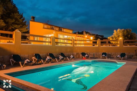Night, Natural landscape, Pool view, Swimming pool, sunbed
