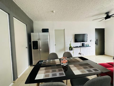 Dining area, fireplace, minibar