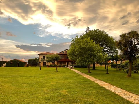 Property building, Garden, Sunset