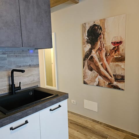 Kitchen or kitchenette, stove, kitchen