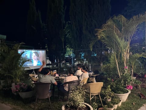 Night, Garden, Evening entertainment, group of guests