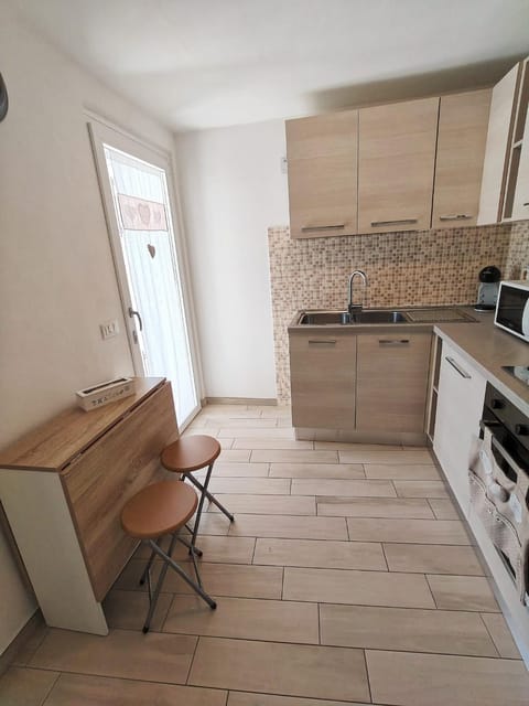 Kitchen or kitchenette, dishwasher, oven, stove