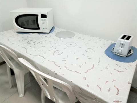 Kitchen or kitchenette, microwave