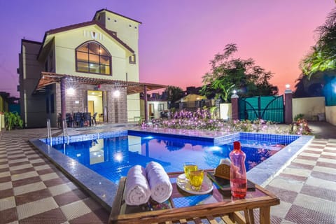 Property building, Swimming pool, Sunset