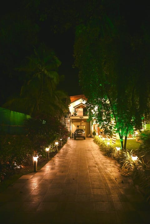 Property building, Night, Garden, Garden view