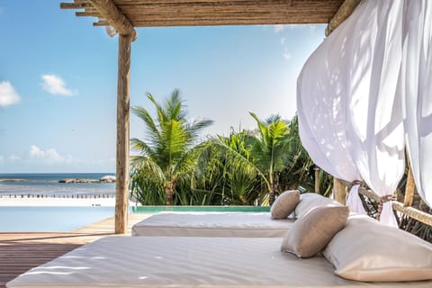 View (from property/room), Beach, Pool view, Sea view, sunbed