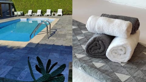 Swimming pool, towels