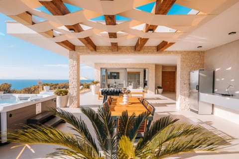 Patio, Day, Natural landscape, View (from property/room), Balcony/Terrace, Living room, Seating area, Dining area, Pool view, Sea view, Swimming pool