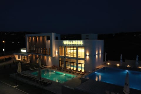 Night, Pool view, Swimming pool